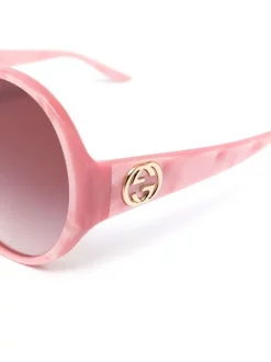 ( Nouvelle Collection ) Gucci Eyewear Lunettes De Soleil à Plaque Logo 5961 PINK -Gucci Eyewear Soldes 2022 18214387 38819180 600