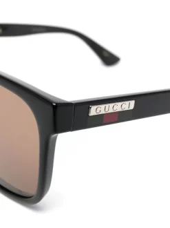 ( Nouvelle Collection ) Gucci Eyewear Lunettes De Soleil à Monture Carrée 002 BLACK BLACK BROWN -Gucci Eyewear Soldes 2022 18314238 39494070 600
