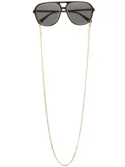 ( Nouvelle Collection ) Gucci Eyewear Lunettes De Soleil Tintées à Monture Aviateur 001 BLACK BLACK GREY