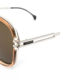 ( Nouvelle Collection ) Gucci Eyewear Lunettes De Soleil à Plaque Logo Homme -Gucci Eyewear Soldes 2022 18384780 39706597 600