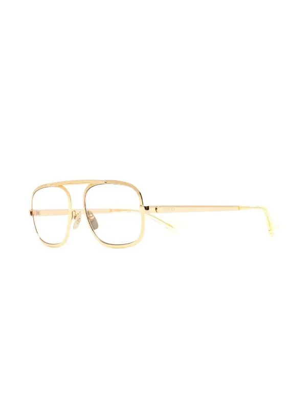 ( Nouvelle Collection ) Gucci Eyewear Lunettes De Vue à Monture Aviateur 001 GOLD 2 ( Nouvelle Collection ) Gucci Eyewear Lunettes De Vue à Monture Aviateur 001 GOLD – Image 2
