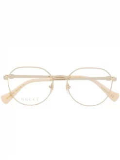 ( Nouvelle Collection ) Gucci Eyewear 001 GOLD Lunettes De Vue à Monture Ronde Femme