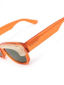 ( Nouvelle Collection ) Gucci Eyewear Lunettes De Soleil GG1165S à Monture Papillon 003 ORANGE -Gucci Eyewear Soldes 2022 18400568 39533716 600