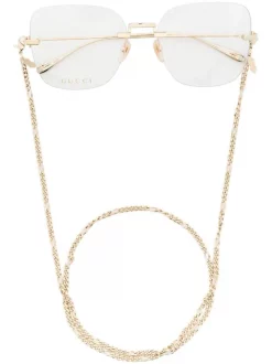 ( Nouvelle Collection ) Gucci Eyewear Lunettes De Vue à Monture Oversize 001 GOLD