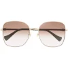 ( Nouvelle Collection ) Gucci Eyewear Lunettes De Soleil à Monture Carrée 002 GOLD
