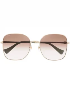 ( Nouvelle Collection ) Gucci Eyewear Lunettes De Soleil à Monture Carrée 002 GOLD