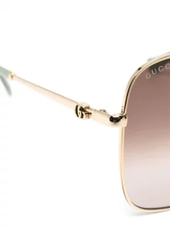 ( Nouvelle Collection ) Gucci Eyewear Lunettes De Soleil à Monture Carrée 002 GOLD -Gucci Eyewear Soldes 2022 18400605 39529008 600