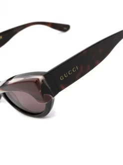 ( Nouvelle Collection ) Gucci Eyewear Lunettes De Soleil Tintées à Monture Papillon 002 BROWN -Gucci Eyewear Soldes 2022 18401374 39528668 600