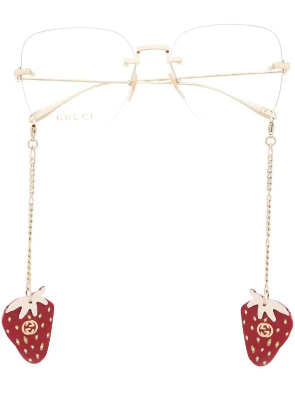 ( Nouvelle Collection ) Gucci Eyewear Lunettes De Vue à Breloques Fraises 003 GOLD 1 ( Nouvelle Collection ) Gucci Eyewear Lunettes De Vue à Breloques Fraises 003 GOLD