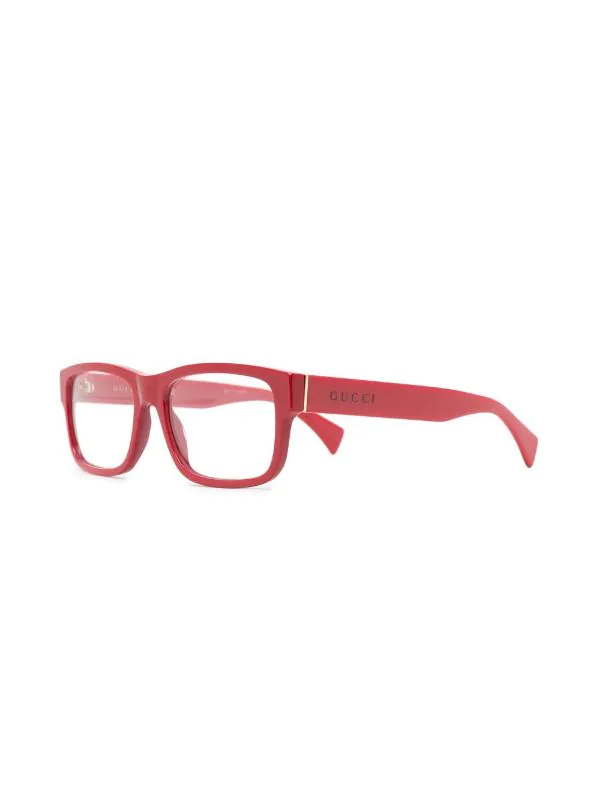 ( Nouvelle Collection ) Gucci Eyewear Lunettes De Vue à Monture Rectangulaire 006 RED 2 ( Nouvelle Collection ) Gucci Eyewear Lunettes De Vue à Monture Rectangulaire 006 RED – Image 2