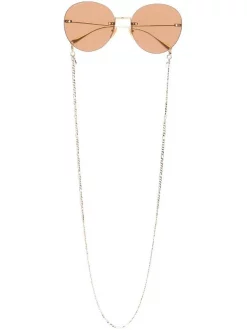 ( Nouvelle Collection ) Gucci Eyewear 003 GOLD Lunettes De Soleil à Monture Ronde Femme