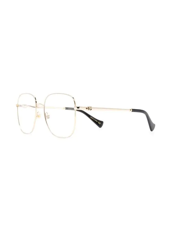 ( Nouvelle Collection ) Gucci Eyewear 001 GOLD BLACK Lunettes De Vue Métallique à Monture Oversize Femme 2 ( Nouvelle Collection ) Gucci Eyewear 001 GOLD BLACK Lunettes De Vue Métallique à Monture Oversize Femme – Image 2