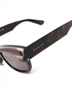 ( Nouvelle Collection ) Gucci Eyewear 002 BROWN Lunettes De Soleil Tintées à Monture Carrée Homme -Gucci Eyewear Soldes 2022 18401425 39530954 600