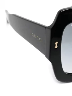 ( Nouvelle Collection ) Gucci Eyewear Lunettes De Soleil à Monture Oversize à Logo 001 BLACK -Gucci Eyewear Soldes 2022 18401428 39527112 600