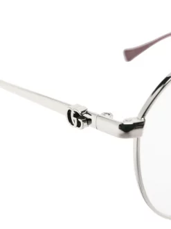 ( Nouvelle Collection ) Gucci Eyewear 004 SILVER Lunettes De Vue à Monture Ronde Femme -Gucci Eyewear Soldes 2022 18401445 39524789 600