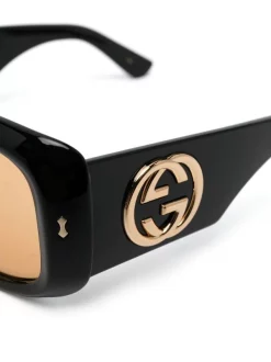 ( Nouvelle Collection ) Gucci Eyewear Lunettes De Soleil à Monture Rectangulaire 001 BLACK -Gucci Eyewear Soldes 2022 18454012 39699050 600